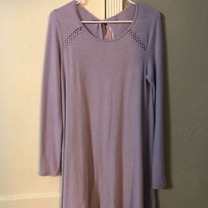 Knee-length cashmere lilac winter dress